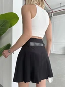 BİÇOMİ Kemerli pikseli şort etek thumbnail 4