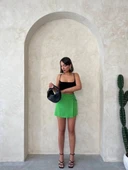 BİÇOMİ Kuş gözü şort etek yeşil s25819 thumbnail 7