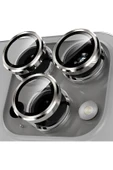inteknoloji Iphone 15 Pro Max & 15 Pro Uyumlu Kamera Koruyucu Safir Metal Çerçeve 9h Cam Naturel  [3'lü Set] - 1