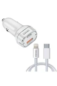 tonex LA-38W PD + USB-A Type-C to Lightning Kablolu Araç İçi Şarj Aleti Set - 1