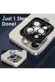 inteknoloji iPhone 15 Pro Max / 15 Pro Uyumlu Safir Kamera Koruyucu Gerçek Cam Metal Kamera Lens Koruyucu - 2