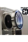 inteknoloji iPhone 15 Pro Max / 15 Pro Uyumlu Safir Kamera Koruyucu Gerçek Cam Metal Kamera Lens Koruyucu - 1
