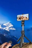 Selfie Çubuğu Tripod Kumandalı Telefon Tutucu Siyah - 2