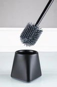SAS Silikon Wc Tuvalet Banyo Fırçası Klozet Fırçası Kare Siyah - 2