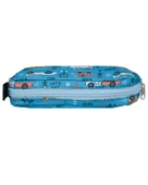 Temel Taşıt Desenli Okyanus Mavisi Tek Gözlü Kalem Çantası - 2