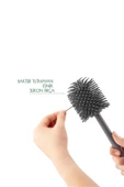 SAS Silikon Wc Tuvalet Banyo Fırçası Klozet Fırçası Kare Gri - 2