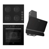 Ferre FLOWART-FLAMEART-SILENTART Serisi Siyah Set (CS205-WFA + QBL63CS +D080-SA ) - Emaye Izgara / Kademeli Musluk - 1