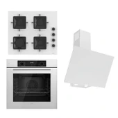 Ferre FLOWART-SILENTART Serisi Beyaz Set (SS206 + QBL63CB +D078-SA ) - Emaye Izgara thumbnail 1