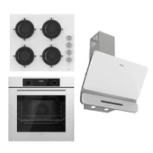 Ferre FLOWART-SILENTART Serisi Beyaz Set (CS206 + QBL63CB +D081-SA ) - Emaye Izgara - 1