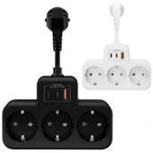 BEYAZ Akıllı Priz Termal Korumalı 3 Prizli Çoklu Akım Prizi | 2 USB-A + 1 USB - KORUMALI PRİZ - 7