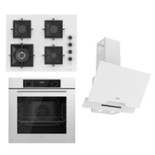 Ferre FLOWART-SILENTART Serisi Beyaz Set (SC406-WFA + QBL63CB +D064-SA ) - Döküm Izgara / 65 cm Ocak thumbnail 1