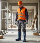 Techno Boots Poliüretan Soğuğa Dayanıklı Kısa Çelik Burunlu Mavi Çizme thumbnail 1