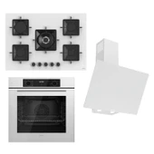 Ferre STEAMART-FRYART-SILENTART Serisi Beyaz Set (SS036 + QBL63CB +D078-SA ) - Emaye Izgara - 75 Cm Ocak - 1