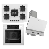 Ferre STEAMART-FRYART-SILENTART Serisi Beyaz Set (SS036 + QEP64CB +D081-SA ) - Emaye Izgara - 1