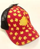 Monalisa Home Şık Bordo Renk,Sarı Yaprak Detaylı  Erkek Şapka - 1