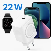 ÜSKÜDAR İLETŞİM  22W  TYPE-C Portlu Hızlı Şarj Adaptörü + Akıllı Saat Şarj Desteği thumbnail 5