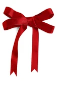10 Adet Kırmızı Saten Fiyonk Süsleme Küçük Kurdele Seti - 1