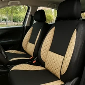 Bej Oto Koltuk Kılıfı Seti Ön ve Arka Koltuk Uyumlu, Lüx Ortopedik - 1