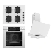 Ferre STEAMART-FRYART-SILENTART Serisi Beyaz Set (SS206 + QEP64CB +D064-SA ) - Emaye Izgara - 1