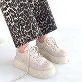 Pabucmarketi Bej Bağcıklı Kadın Spor Ayakkabı thumbnail 4