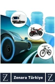 Tüm Otomobil Bisiklet Motosiklet Minibüslerle Uyumlu Kolay Montaj Fosforlu Sibop Kapağı 4 Adet - 4