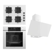 Ferre STEAMART-FRYART Serisi Beyaz Set (SS206 + QEP64CB +D078 ) - Emaye Izgara - 1