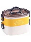 Fixpoint Çelik Beslenme Kabı Iki Katlı 1900ML Sarı - 1