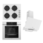 Ferre STEAMART-FRYART-SILENTART Serisi Beyaz Set (CS206 + QEP64CB +D064-SA ) - Emaye Izgara - 1