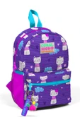 Coral High Minik Yuva Sırt Çantası Mor Pembe Kedi Desenli Iki Bölmeli 23328 - 1