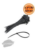 Wuvera 3,6 mm x 150 mm Siyah Cırt Kelepçe – Kablo Düzenleme ve Sabitleme İçin Pratik Çözüm thumbnail 1