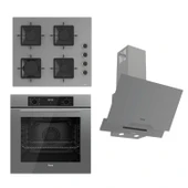 Ferre FLOWART-SILENTART Serisi Gri Set (SS208 + QBL63CPR +D065-SA ) - Emaye Izgara thumbnail 1