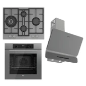 Ferre FLOWART-SILENTART Serisi Gri Set (ED078 + QBL63CPR +D082-SA ) - Döküm Izgara / 67 cm Ocak - 1