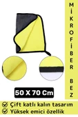 Araç İç Dış Temizleme Yüksek Emici Çift Katlı Kalın Yünlü Mikrofiber Araba Temizlik Bezi 50x70 Cm thumbnail 1