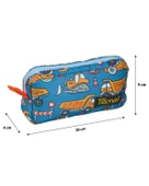 Temel İş Makinalı Desenli Lacivert Tek Gözlü Kalem Çantası thumbnail 4