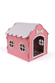 Ahşap Özel İsim Baskılı Dekoratif Köpek Evi-Kulübesi, Küçük Irk Köpekler İçin Kulübe, Köpek Kulübesi Pembe - 3