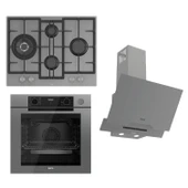 Ferre STEAMART-FRYART-SILENTART Serisi Gri Set (ED078 + QEP64CPR +D065-SA ) - Döküm Izgara / 67 cm Ocak - 1