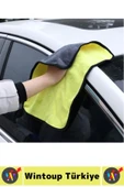 Araç İç Dış Temizleme Yüksek Emici Çift Katlı Kalın Yünlü Mikrofiber Araba Temizlik Bezi 50x70 Cm thumbnail 4