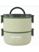 Fixpoint Çelik Beslenme Kabı Iki Katlı 1200ML Yeşil P1802 - 1