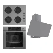 Ferre STEAMART-FRYART Serisi Gri Set (CS208-FA + QEP64CPR +D079 ) - Emaye Izgara / Kademeli Musluk thumbnail 1