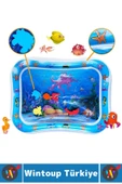 Özel Üretim BPA Free Bebek Aktivite Oyuncağı Emekleme Zamanı Yatak Minder Renkli Su Oyun Matı Mavi - 3
