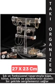 Dayanıklı Çok Şık Modern Pratik Düzenleyici Takı Küpe Kolye Yüzük Şeffaf Takı Organizeri 27 X 23 Cm - 1