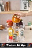 Dayanıklı Plastik Mutfak Baharat Banyo Takı Makyaj Ofis Çok Amaçlı Döner Tasarım İki Katlı Organizer thumbnail 5