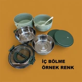 Fixpoint Çelik Beslenme Kabı Iki Katlı 1200ML Yeşil P1802 - 2