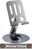Dayanıklı Kaymaz Dik Yatay Kullanım 360 Derece Dönebilir Katlanabilir Masaüstü Tablet Telefon Tutucu thumbnail 8