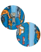 Temel İş Makinalı Desenli Lacivert Tek Gözlü Kalem Çantası thumbnail 3