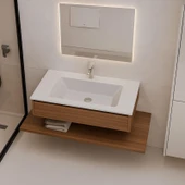 Real Stone ZENITH 80 Etajerli Beyaz Granit Banyo Lavabosu 80x45 - 3