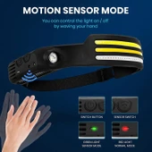 Powerdex PD-1172 COB LED Sensörlü 5 Modlu USB Şarj Edilebilir Dahili Pilli Kafa Feneri - 2