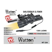 Watton WT-204 Sarı Işıklı P50 LED Şarjlı El Feneri thumbnail 5