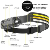 Powerdex PD-1172 COB LED Sensörlü 5 Modlu USB Şarj Edilebilir Dahili Pilli Kafa Feneri - 5