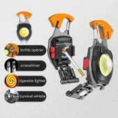 Fithome W5147 Fonksiyonlu Tornavida Düdük Şişe Açacağı Ateş Yakıcı Çakmak Mıknatıslı Type-C Şarjlı Anahtarlık Fener thumbnail 2